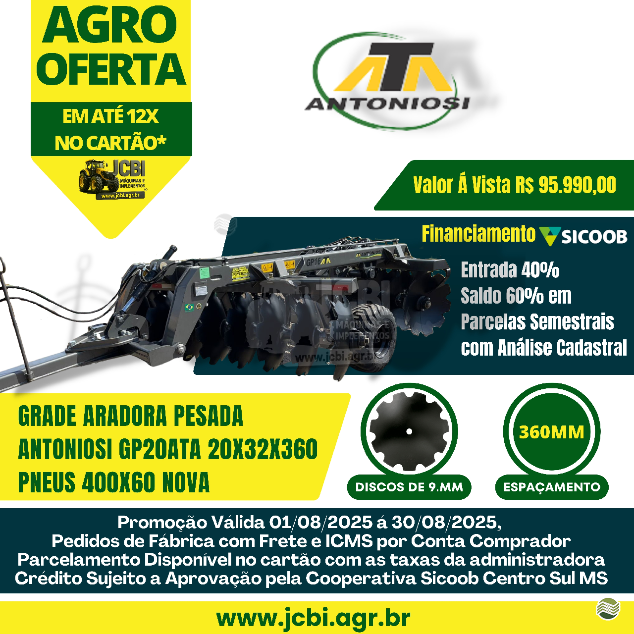 IMPLEMENTOS AGRICOLAS GRADE ARADORA ARADORA 20 DISCOS JCBi Máquinas e Implementos Agrícolas MARACAJU MATO GROSSO DO SUL MS